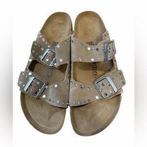 Birkenstock Arizona Rivets Suede Leather, Taupe, US 42